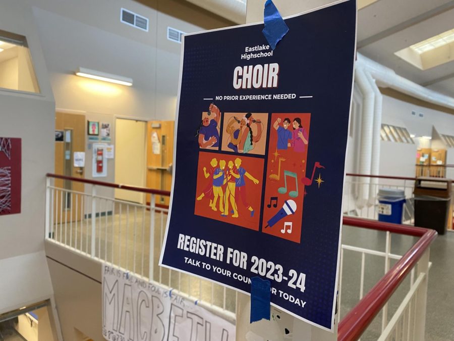 One of Choir's numerous flyers strewn throughout Eastlake's halls.