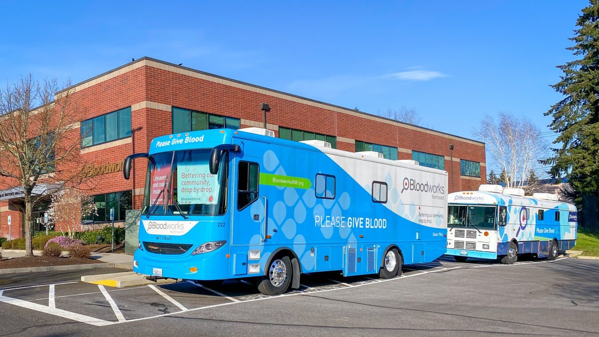 truck of Bloodworks NW (partner for the blood drive)